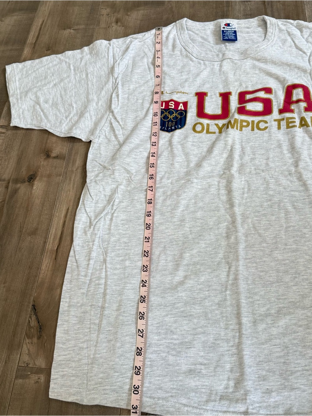 Vintage Champion USA Olympic Team Shirt Atlanta 100 Gray Men XL Athletic Gold - Picture 4 of 7